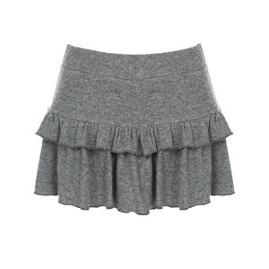 CuteandPsycho Vintage Chic Basique Streetwear Solide Bas Tricoté Stringy Selvedge Jupes Courtes Paillettes Naturel Sexy Élastique - Product Image 5