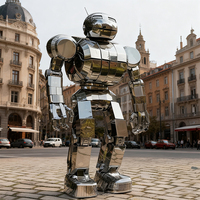 Sculptures extérieures de robots humanoïdes en acier inoxydable, personnalisables, de grande taille, de style science-fiction moderne, pour la décoration de quartiers commerciaux