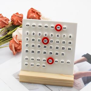 Customized Wooden Base Desktop Perpetual <b>Calendar</b> Planner Decor for Office Home Promotional Table With Date Display - Product Image 1