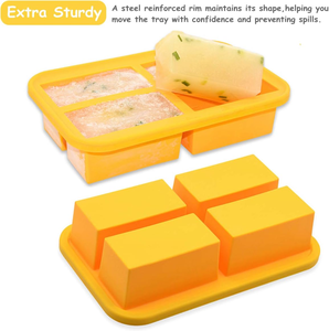 Plateau de congélation en silicone Moule à soupe <span class=keywords><strong>Glaçons</strong></span> Paquet de 4 Récipients de congélation <span class=keywords><strong>des</strong></span> aliments pour le stockage et la congélation de la sauce à soupe Glace Garder au frais - Product Image 3