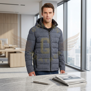 Chaqueta Acolchada con Capucha, Ligera, Ecológica, Impermeable y Resistente al Viento, con Cierre, Personalizada Golden Weather 2026 para Hombre - Product Image 1