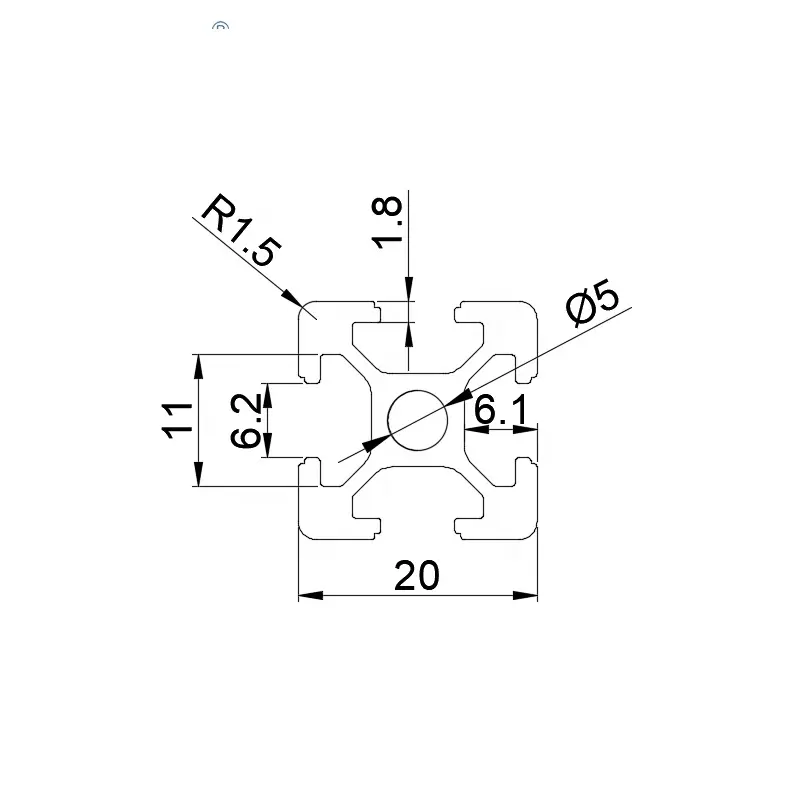 Fábrica de China OB2020A perfil de extrusión de aluminio con ranura en T anodizado transparente para la fabricación industrial banco de trabajo impresora 3D #8007