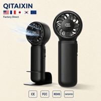 Ventilateur Turbine Sans Pales Haute Vitesse avec Affichage LED du Niveau de Batterie, Autonomie de 210 Min, Rechargeable USB-C, Mini Ventilateur Portable à Main pour Hôtel