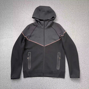 Jaket dan celana pria Logo kustom mode 2025 setelan olahraga pria warna sambungan katun bulu domba untuk Jogging - Product Image 6