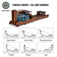 Rameur à eau en bois avec résistance réelle à l'eau, pliable, pour la maison, entraînement de 6 muscles, écran LCD