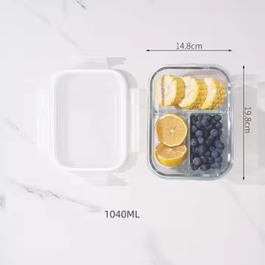 Bán buôn lò vi ba cao Borosilicate Kính Hộp Ăn Trưa đặt <span class=keywords><strong>Pyrex</strong></span> Bento hộp cho văn phòng trường học với nắp - Product Image 5