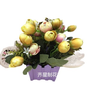 Qi Xing - Planta Artificial de Camelia, Bonsái de Seda, Decoración para el Hogar, Flores Artificiales en Azul Real, Rojo Brillante, Rosa y Amarillo - Product Image 5