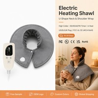 Châle chauffant en cèdre pour les épaules et le cou, enveloppement chauffant, compresse chaude, physiothérapie, 6 niveaux de réglage, doux, matelassé et en peluche