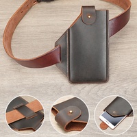 Étui de téléphone portable vintage en cuir véritable de haute qualité pour homme, étanche, avec clip de ceinture, boucle de ceinture, fermeture à bouton, sac de ceinture