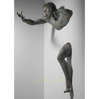 Sculpture murale moderne en bronze 3D, design personnalisé, figurine masculine en métal, art décoratif pour la maison, salon, hall d'hôtel, bureau, villa
