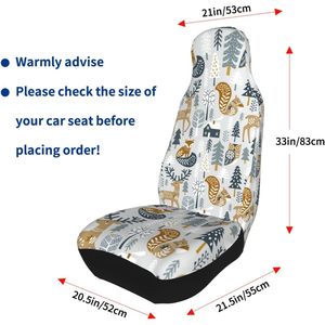 Fundas de Asiento de Coche Buewutiry, Estilo Nuevo, Paquete de 2, Diseño de Animales del Bosque Invernal, Protector Universal para Camiones y Autocaravanas, Transpirable y Cómodo - Product Image 4