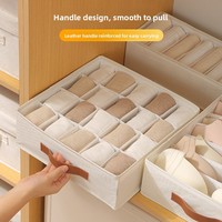 Boîte de rangement pliable carrée moderne en PP avec compartiments pour sous-vêtements de garde-robe, grande capacité, portable, anti-poussière, en tissu de coton