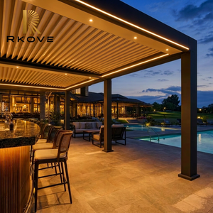 Pergola bioclimatique motorisée intelligente RKOVE RK-C3 en aluminium avec lames orientables, éclairage LED, imperméable, pour jardin extérieur, piscine, gazebo - Product Image 1