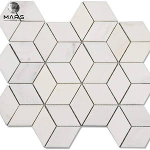 Azulejo de mosaico hexagonal de diamante con rombos en 3D, azulejo de mármol blanco de doble ilusión, <span class=keywords><strong>2x3</strong></span> - Product Image 2