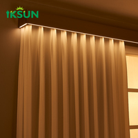 IKSUN Corniche Moderne Décorative en Aluminium pour Rideaux, Boîtier de Rideau Fixé au Plafond, Rail Double pour Rideaux avec Éclairage LED