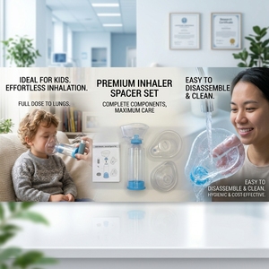 Mascarilla Espaciadora <span class=keywords><strong>AeroChamber</strong></span> de Silicona Transparente Sshtang para Asma/ODCP, Ajuste Universal, Adaptador Portátil para Inhalador PMDI, Modelo Mc3 - Product Image 5