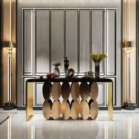 Table de porche de style luxe léger Table console d'entrée simple post-moderne avec dessus en marbre