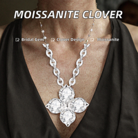 Colliers pendentifs en moissanite trèfle à quatre feuilles GRA, en argent sterling 925 plaqué rhodium/or, bijoux de luxe pour femmes