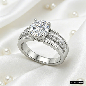 Anillo de Boda Personalizado de Plata Chapada en Oro de 14k con Diamante Redondo de 2.00 Quilates, Cultivado en Laboratorio, Corte Brillante, Calidad VVS-VS, para Fiesta - Product Image 3