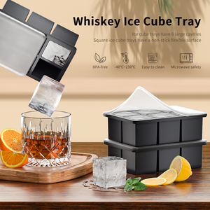 Moldes de cubitos de hielo cuadrados grandes de 2 pulgadas sin BPA, bandejas grandes de <span class=keywords><strong>silicona</strong></span> de fácil liberación con tapa extraíble - Product Image 3