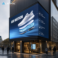 Écran d'angle LED 3D enveloppant P4.81 pour lancement 3D de magasin de chaussures avec raccordement architectural fluide, installation fixe