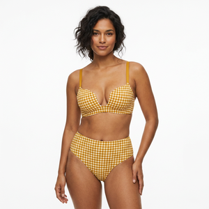 Sujetador bikini rojo transpirable de talle alto con copa 3/4, sin aros, push-up, tirantes ajustables, sin forro, sexy, con patrón liso y soporte para el pecho para mujer - Product Image 2