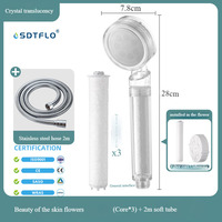 Pommeau de douche à main 3 fonctions à usage domestique moderne Filtre ABS Booster de purification d'eau de surface pour le nettoyage de la peau Élimination du chlore