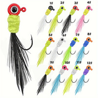 Neue 0,85g 1,75g 3,5g 3D-Augen Crappie Jigs Federhaken Fliegenmetallhaken Schwimmender Kunstköder Harter Köder Salzwasser-Angelköder