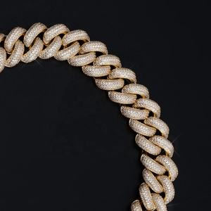 Cadena Cubana de Latón con Micro Pavé de Circonita Cúbica y Baño de Oro de 14K, Joyería de Moda Hip Hop - Product Image 6