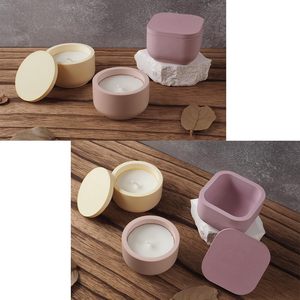 Moldes de resina para tarros de velas con tapa, 2 piezas para hacer velas, cemento, yeso, suministros de arte concreto. - Product Image 3