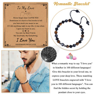 100 Langues Projection Pierre <span class=keywords><strong>Bracelet</strong></span> Avec Carte 8mm Coupe Oeil De Tigre Pierre Noir Aimant <span class=keywords><strong>Bracelet</strong></span> - Product Image 5
