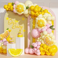 Arche de ballons citron, kit d'arche de ballons rose et jaune avec ballons en aluminium pour la décoration de fête prénatale, de fête nuptiale ou d'anniversaire sur le thème du citron