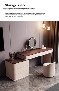 Bàn trang điểm gỗ liền tủ lưu trữ cao cấp kiểu mới 2024 dành cho căn hộ nhỏ, khách sạn, vân gỗ tự nhiên - Product Image 6