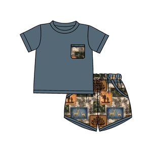Custom Baby Boy Hunting Forest Print <b>Romper</b> <b>Shorts</b> Cotton Spandex Casual Spring Autumn Wholesale - Product Image 3
