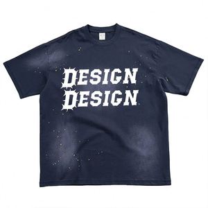 Camiseta Casual de Estilo Vintage con Estampado de Tinta de Alta Calidad, 100% Algodón Lavado, para Streetwear - Product Image 3