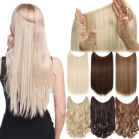 Extensions de cheveux humains blonds lisses de 14 à 24 pouces pour tissage Halo ondulé, résistantes à la chaleur, pour femmes