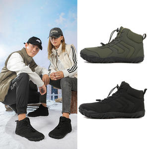 Nouvelles bottes de neige pour hommes et femmes chaussures en coton haut à tête large avec doublure en maille antidérapante chaude et coupe-vent rembourrée en velours - Product Image 1