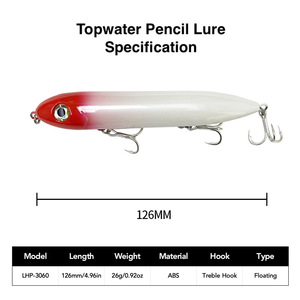<span class=keywords><strong>Leurre</strong></span> <span class=keywords><strong>de</strong></span> <span class=keywords><strong>surface</strong></span> flottant ABS Spook Topwater Pencil Lure <span class=keywords><strong>de</strong></span> 126 mm et 26 g, type <span class=keywords><strong>stickbait</strong></span> pour la pêche en eau salée, pour la pêche au black-bass et en eaux côtières - Product Image 2