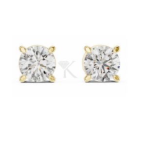 Pendientes de Diamantes Redondos Esenciales con Engaste de Corona de 6 Puntas y Cierres de Rosca Seguros, Elegantes y Minimalistas - Product Image 1