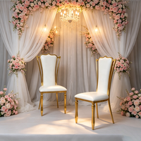 Chaise de banquet de mariage de luxe en acier inoxydable doré à dossier haut, chaise de salle à manger rembourrée, chaise de réception pour hôtel, restaurant, événement
