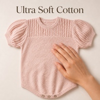 Barboteuse en coton haut de gamme pour nouveau-nés filles, combinaison tricotée à manches longues pour tout-petits, adorable body à manches bouffantes découpées, design ODM