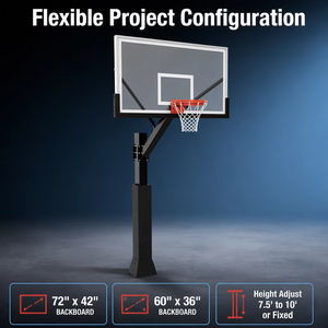 Système de support de basket-ball réglable en hauteur pour adultes avec lumière LED 72 ''* 42'' - Product Image 1