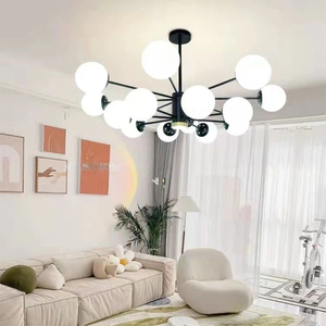 Lampadario Moderno Nordico, Lampada a Sospensione Artistica con Bolle di Vetro e <span class=keywords><strong>Faretti</strong></span> per Soggiorno e Sala da Pranzo - Product Image 6
