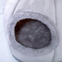 Tente pour animaux de compagnie de luxe, intérieure/extérieure, à motif uni, confortable, pour chats, lit doux et chaud en peluche, respirant, toutes saisons, gris