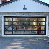 Porte de garage en aluminium avec cadre en alliage d'aluminium, isolée, transparente, double vitrage trempé