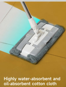 Serpillère plate en microfibre professionnelle, serpillère rectangulaire avec manche en acier, <span class=keywords><strong>essoreuse</strong></span> automatique pour le nettoyage des sols, des fenêtres et des murs, remplacement - Product Image 3