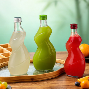Nouvelles bouteilles de boisson en verre au design torsadé et courbé pour femmes, avec couvercle à vis en métal - Product Image 3