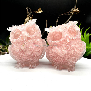 Figurine de hibou en cristal en résine, état de la sculpture à la main en Quartz mélangé directement à l'usine - Product Image 6