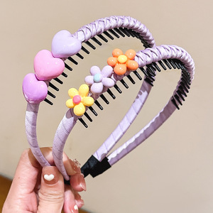 Ms-856 Korean Kids Cute Cartoon Flower <strong>Heart</strong> Hairbands Non-slip Comb <strong>Headbands</strong> for <strong>Baby</strong> Girls Fashion Hair Accessories - Product Image 3