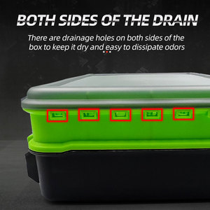 Boîte de rangement WEI Double couche grande boîte de matériel de pêche avec cloison réglable Portable boîte de matériel de pêche portable - Product Image 4